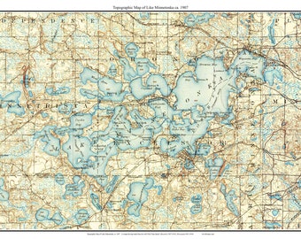Beukende Trillen Vakman Lake Minnetonka 1907 Map Old Topographic USGS Custom - Etsy België