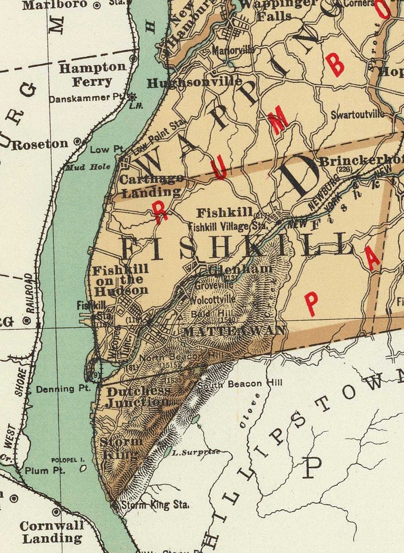 Dutchess County 1895 map New York reprint land patents Bien Etsy