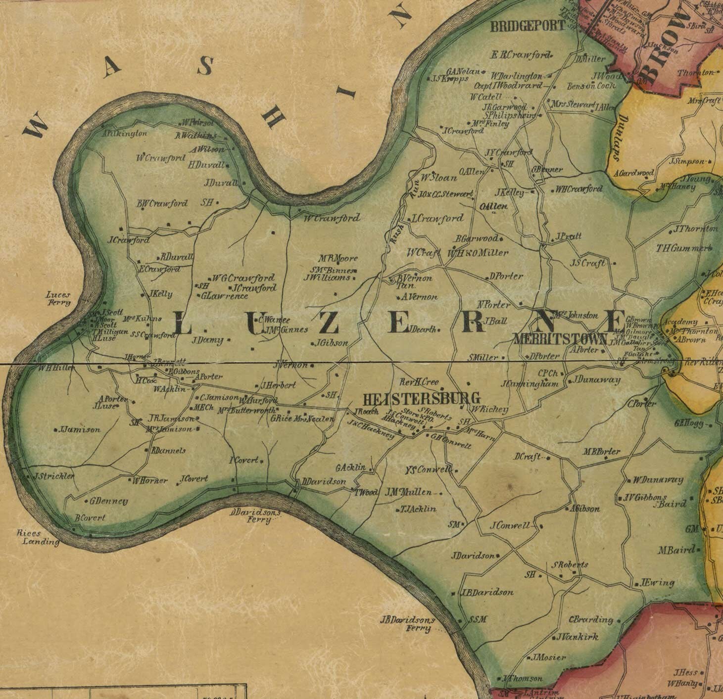 Fayette County Pennsylvania 1858 Old Wall Map With Homeowner Etsy