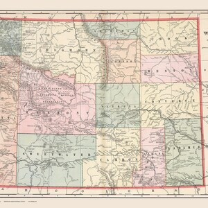 Wyoming 1901  - Old State Map Reprint