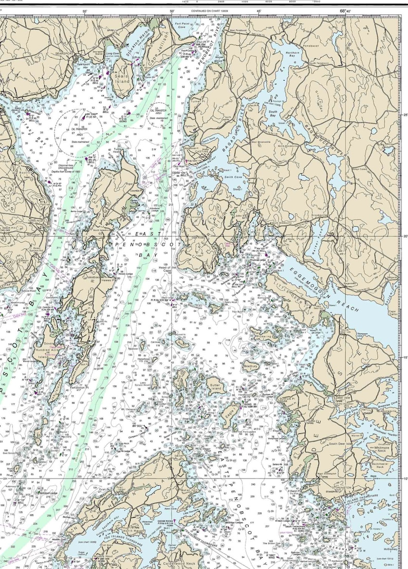 Penobscot Bay and Approaches 2014 Maine Nautical Map Camden | Etsy