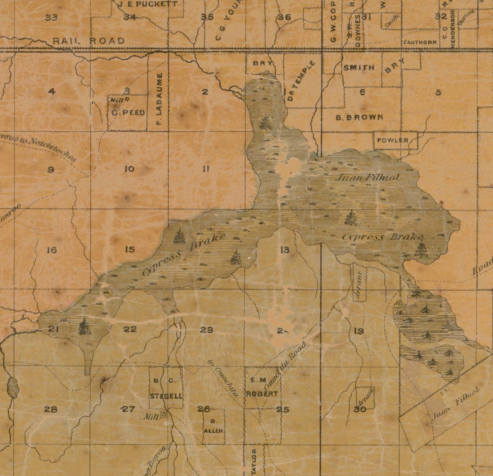 Ouachita Parish Louisiana 1858 Old County Wall Map With Etsy
