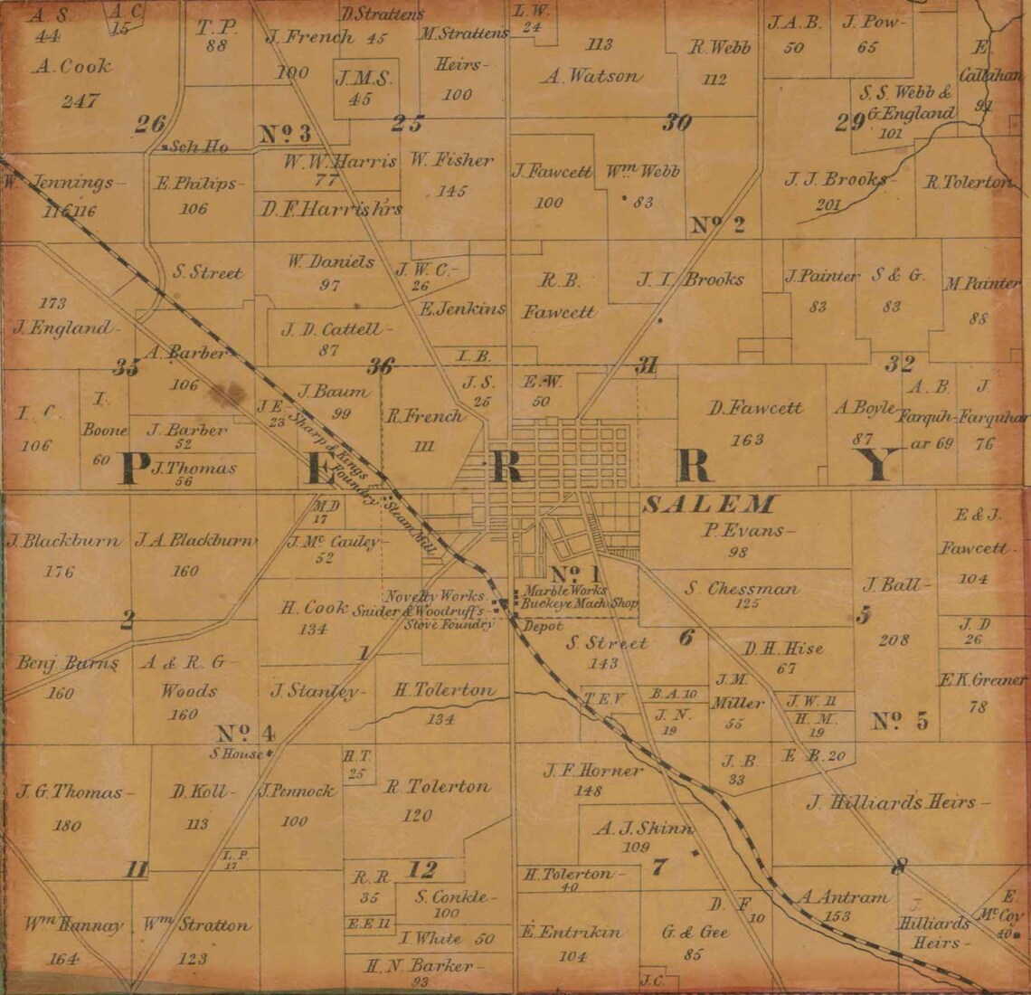Columbiana County Ohio 1860 Old Wall Map Reprint with Etsy.de