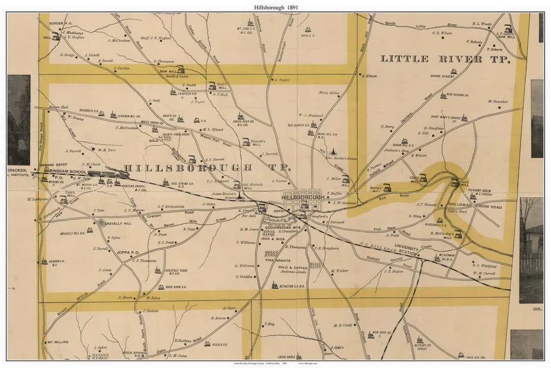 Hillsborough 1891 Old Town Map With Homeowner Names Joppa North
