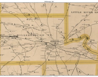 Hillsborough 1891 Old Town Map with Homeowner Names - Joppa - North Carolina - Reprint Orange County NC TM