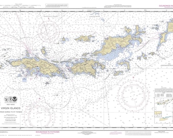 Virgin Gorda to St Thomas 2011 - Nautical Map Virgin Islands Reprint - AC Harbors Custom 905