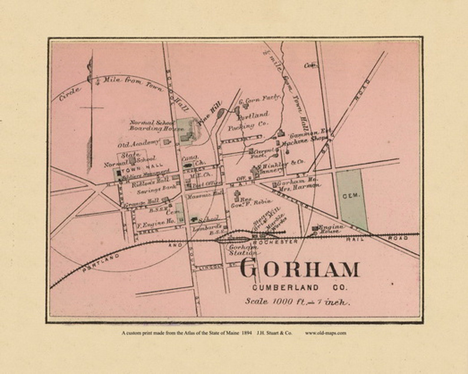 Gorham 1894 Old Map Reprint Maine State Atlas Stuart 021a Etsy