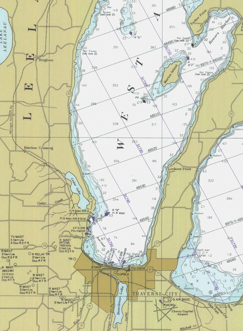 Grand Traverse Bay to Little Traverse Bay 1984 Lake Michigan Etsy