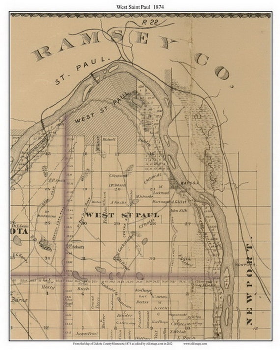 Old map of Saint Paul Minnesota 1874 Vintage Map Wall Map Print