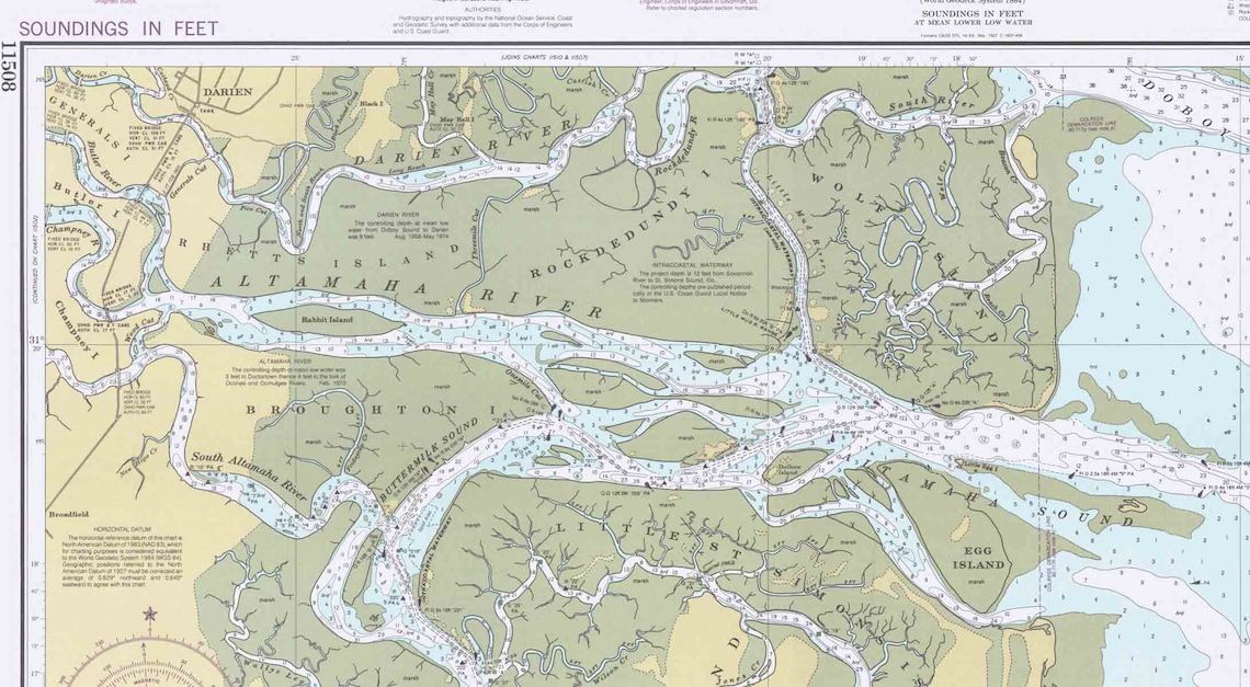 Altamaha Sound 1993 Old Map Nautical Chart Etsy