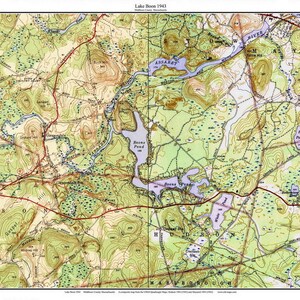 Lake Boon - 1943 Old Topographic Map Hudson Stow Assabet River USGS Custom Composite Reprint Massachusetts 7x7