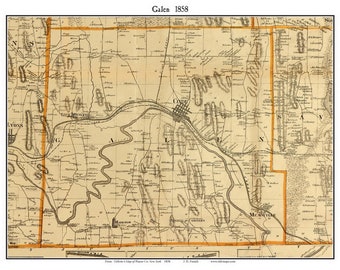 Galen 1858 Old Town Map with Homeowner Names New York - Reprint Genealogy Wayne County NY TM