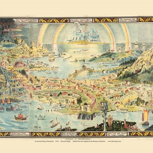Fairy Land Map - Old Map Reprint Fairyland Mythology Tales Children's Room - Novelty Literary