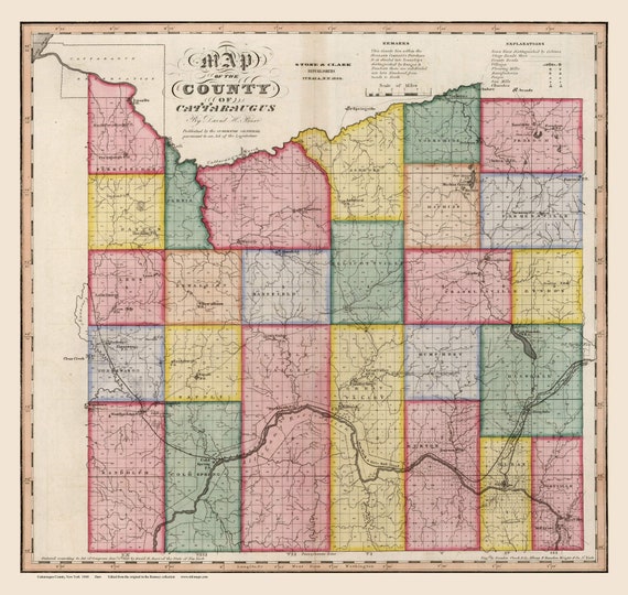 Cattaraugus County 1840 Lot Lines New York & Erie Railroad Old Etsy