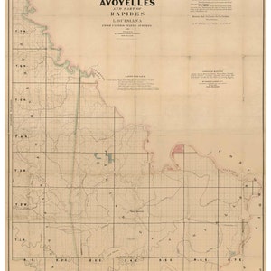 Avoyelles Parish  Louisiana 1860 -  Old County Wall Map with Farm Lines -  Reprint