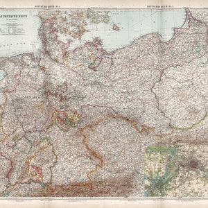 Germany 1905 Old Map - Europe