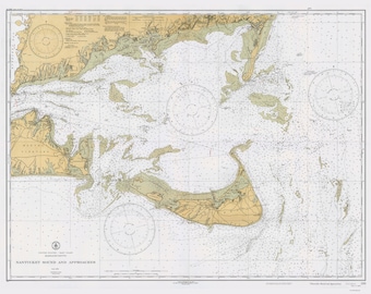 Nantucket Sound and Approaches - 1933 - Nautical Map Reprint 80000 AC 1209