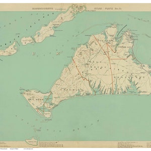 Martha&#39;s Vineyard 1904 Map by G.H. Walker Masssachusetts