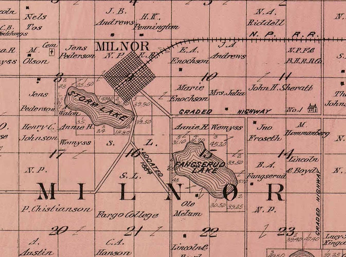 Sargent County North Dakota 1899 Old Wall Map With Landowner Etsy