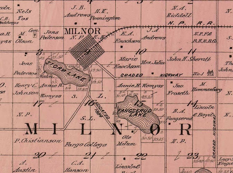 Sargent County North Dakota 1899 Old Wall Map With Landowner Etsy