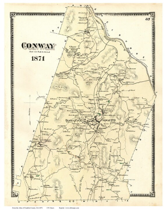 Conway 1871 Old Town Map Reprint Franklin County Etsy