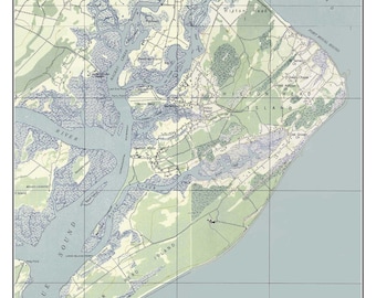 Hilton Head Island 1948  OId Topographic Map USGS  Custom Composite Reprint South Carolina