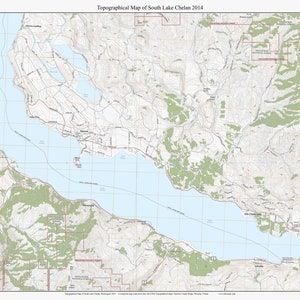 South Lake Chelan - 2014  - USGS Old Topographic Map  Custom Composite Washington