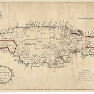 Jamaica ca 1773 Old Map - West Indies  Island - Caribbean