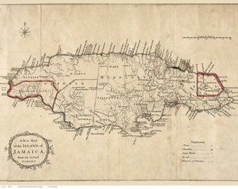 Jamaica ca 1773 Old Map - West Indies  Island - Caribbean