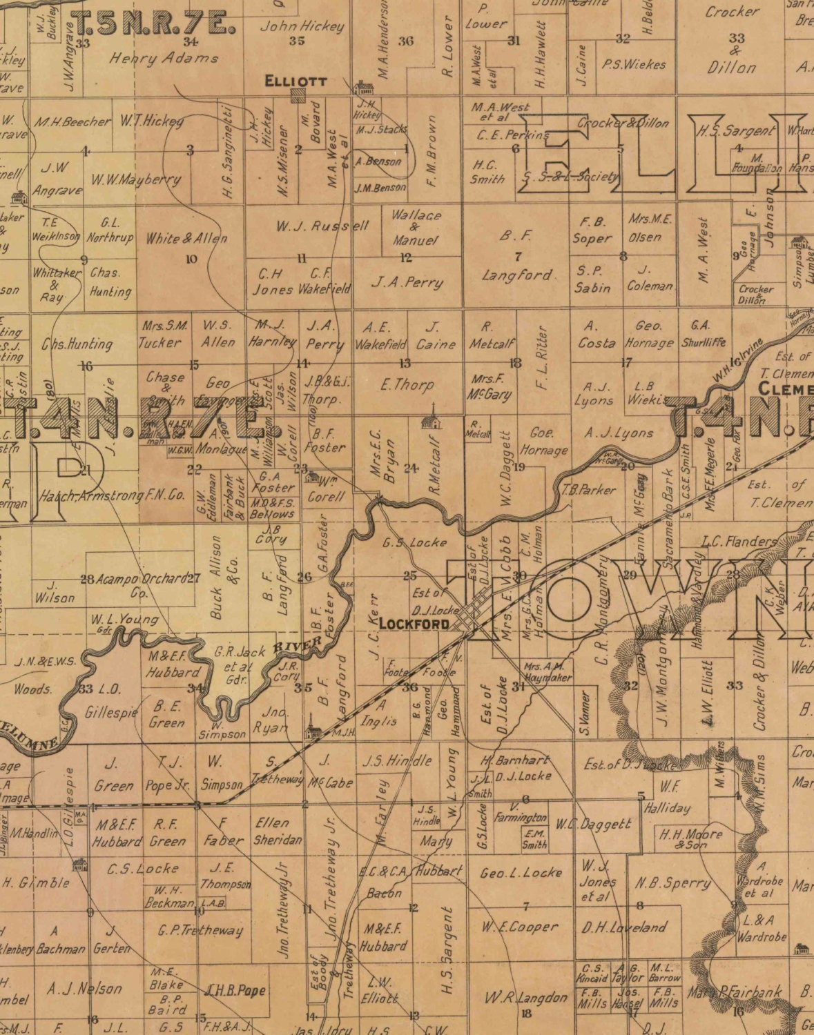 San Joaquin County California 1895 Old Wall Map Reprint With Etsy