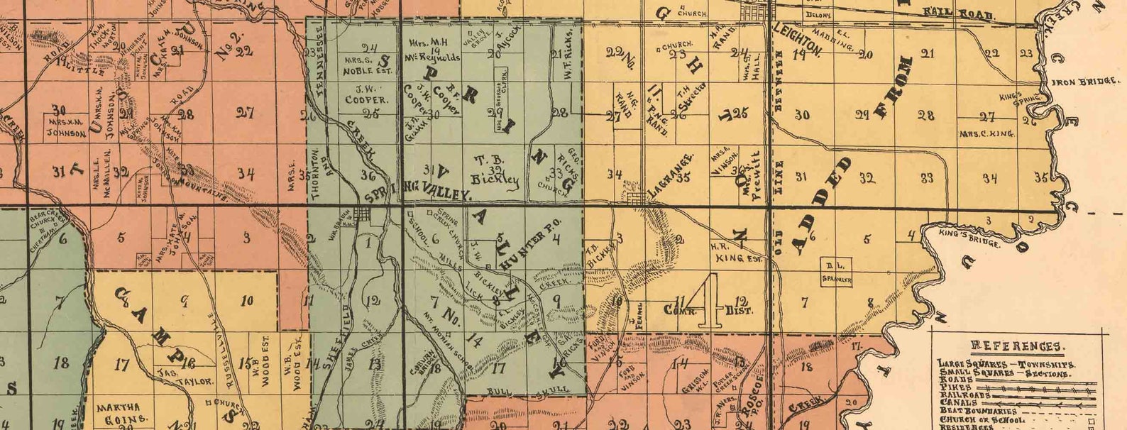 Colbert County Alabama 1896 Old Wall Map With Landowner Etsy