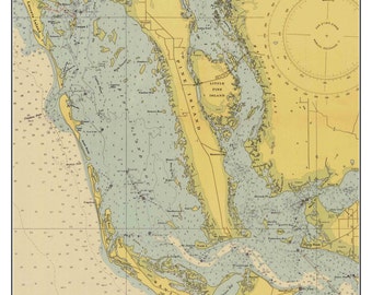 Sanibel Island & Pine Island  1948 Nautical Map Florida - Custom Print  80000 11426 - Reprint
