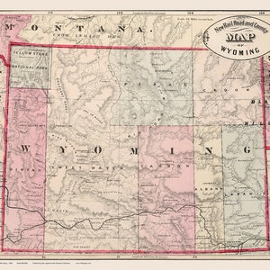 Wyoming 1882  -  State Map - Old Map Reprint