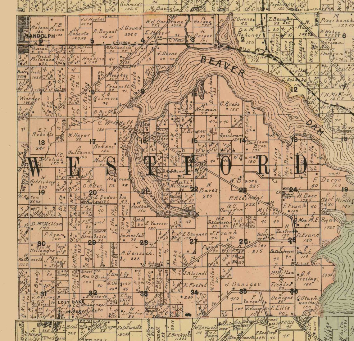 Dodge County Wisconsin 1900 Old Wall Map Reprint with Etsy