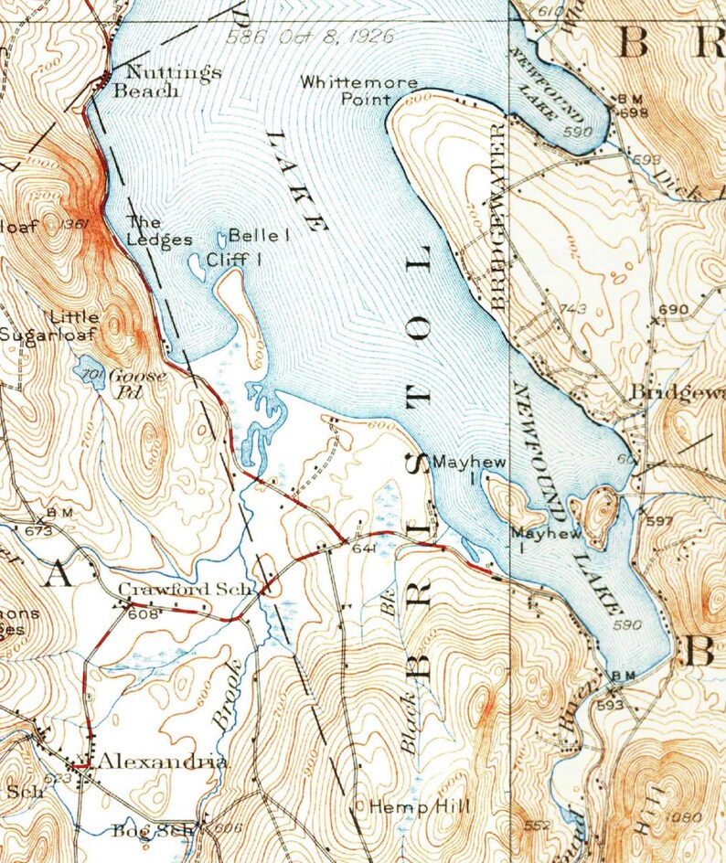 newfound-lake-1927-old-topographic-map-by-usgs-custom-etsy
