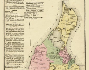 New Shoreham Rhode Island 1870 Business Directory Block Island Old Town Map Reprint with Homeowner Names - Genealogy RI TM