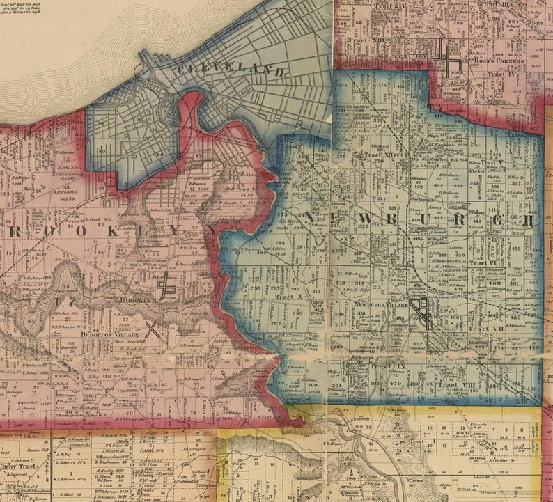Cuyahoga County Ohio 1858c Old Wall Map Reprint With Etsy