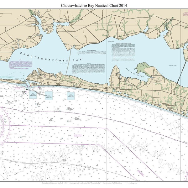 Choctawhatchee Bay 2014 - Nautical Map Florida - Custom Print - 1:80000 11388 - Reprint