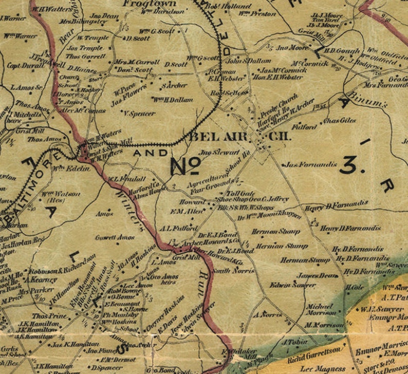 Harford County Maryland 1878 by Simon J. Old Wall Etsy