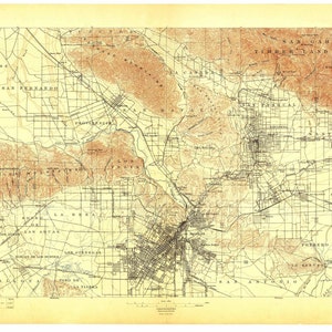 Los Angeles 1897 Old Topo Map - Edited reprint of the original quad - 15x15 USGS Topographic California
