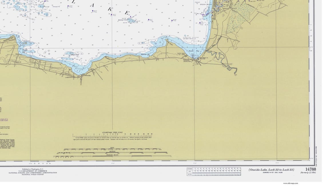 Oneida Lake 1977 Nautical Map Reprint 40000 Great Lakes NY 3 Etsy