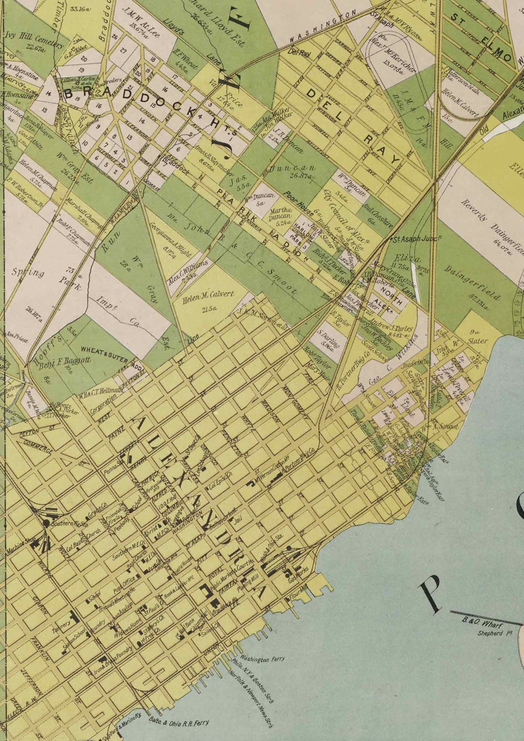 Alexandria County Virginia 1900 - Old Wall Map With Homeowner Names ...