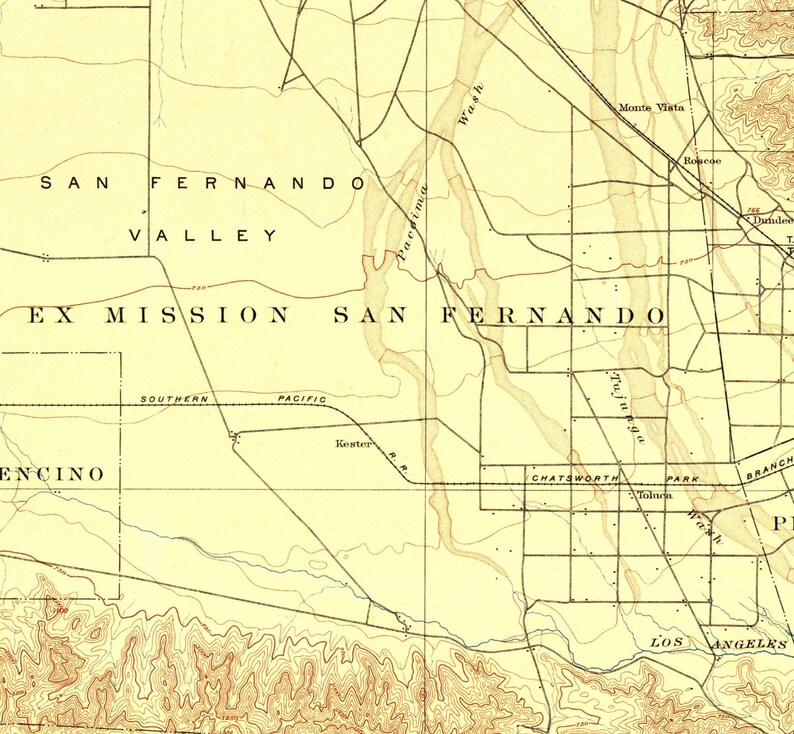 Los Angeles 1897 Old Topo Map Edited Reprint of the Original Etsy
