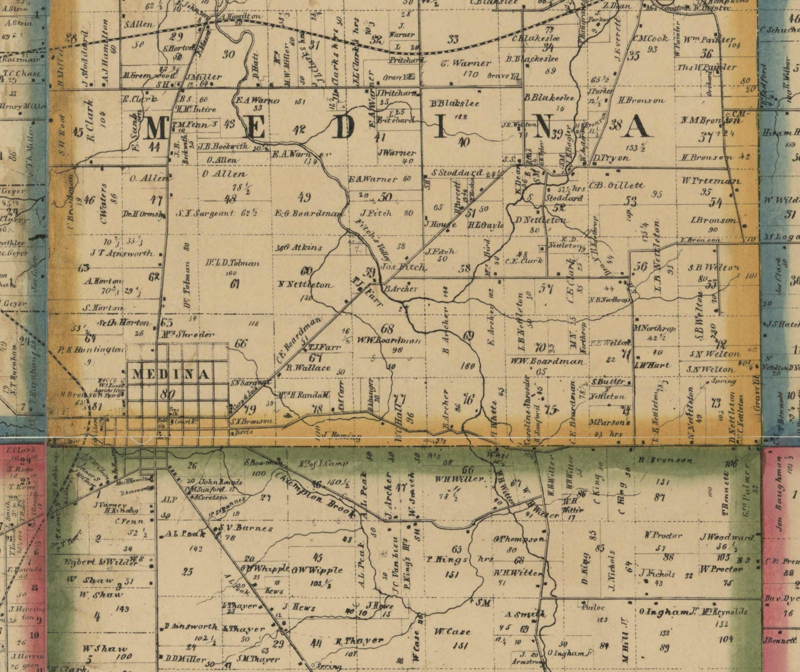 Medina County Ohio 1857 Old Wall Map Reprint With Homeowner Etsy