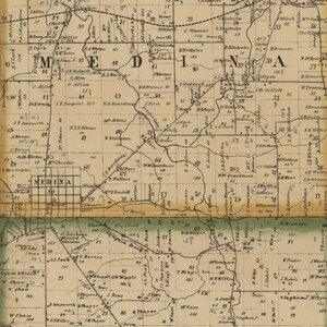 Medina County Ohio 1857 - Old Wall Map Reprint With Homeowner Names - Farm Lines - Etsy