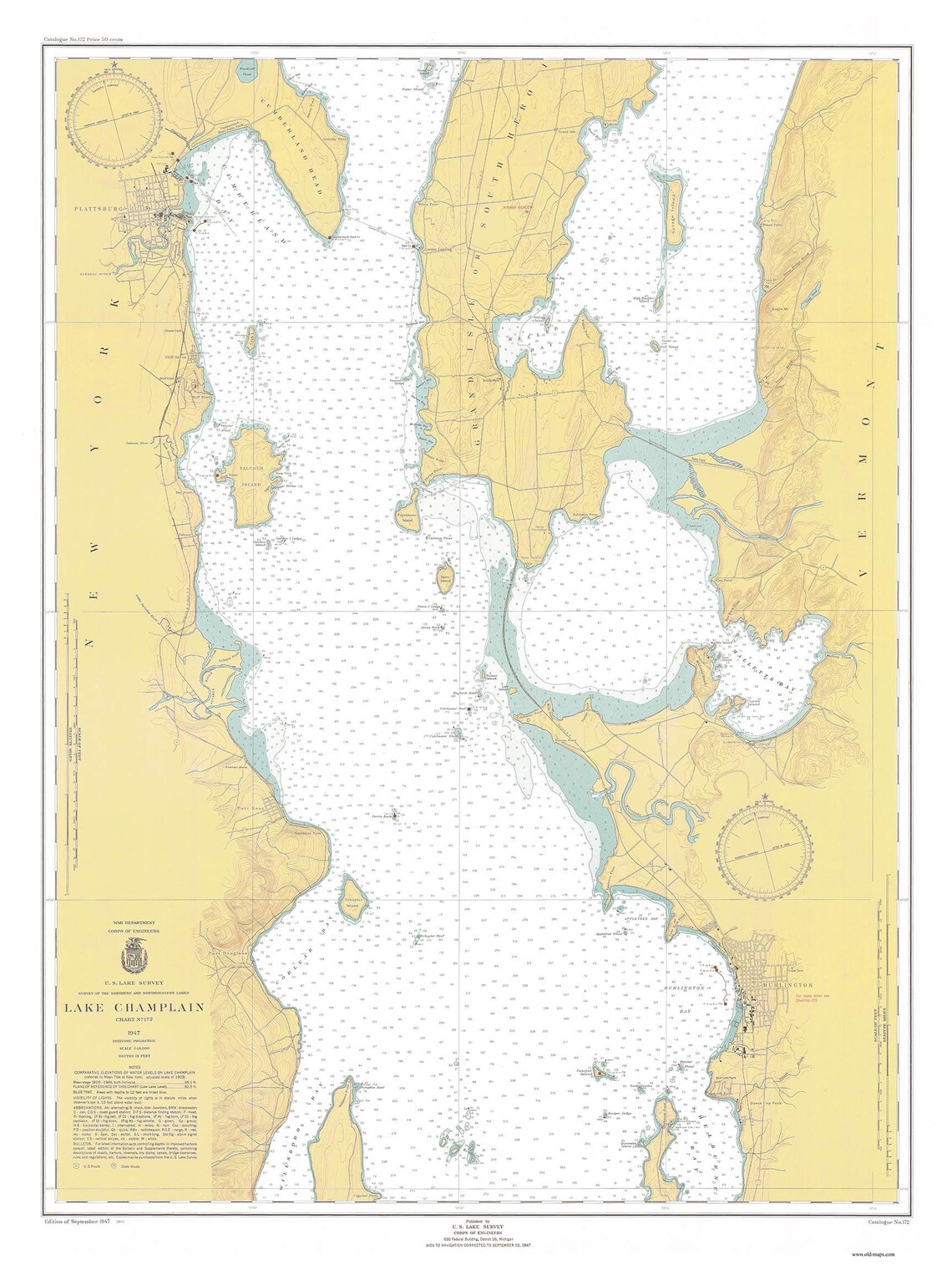 Lake Champlain Plattsburgh NY & Burlington VT 1947 Etsy