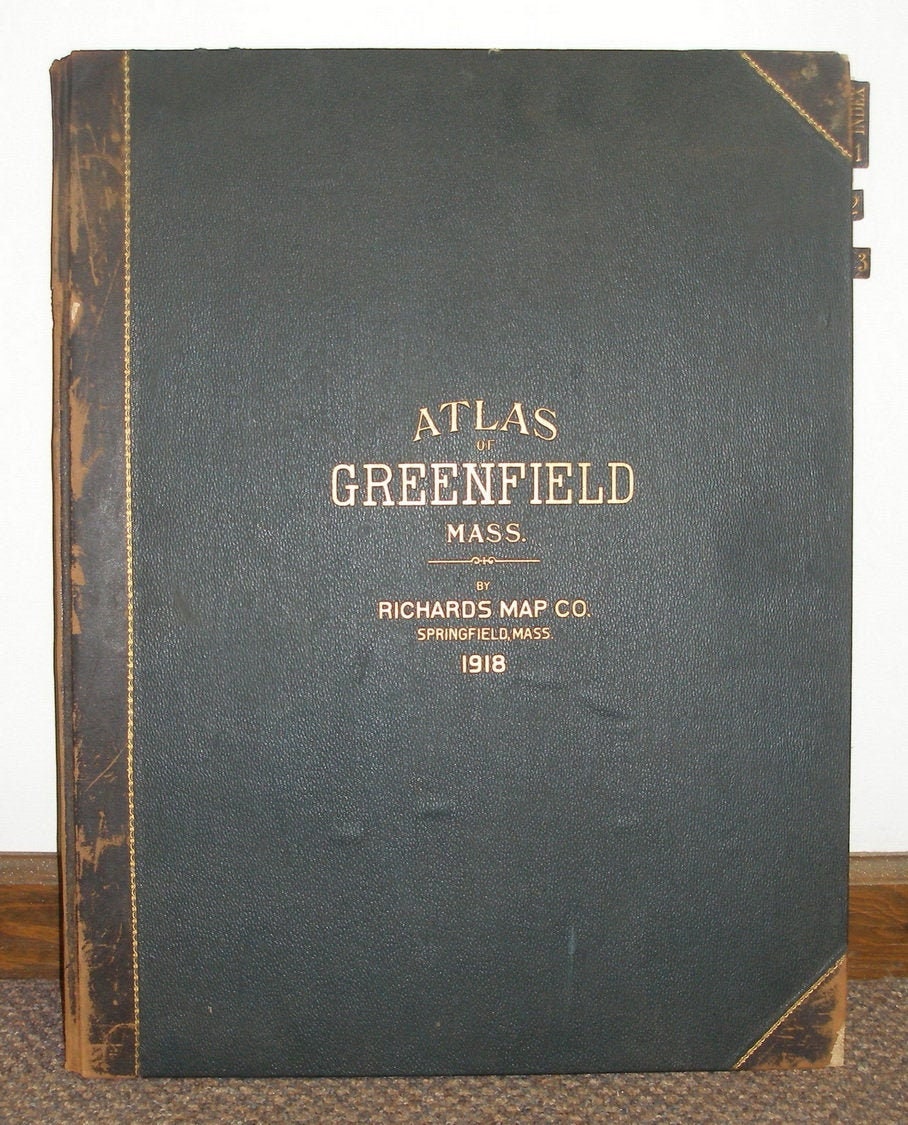 Greenfield MA 1918 Atlas Richards map company disbound - good condition  179 OMH