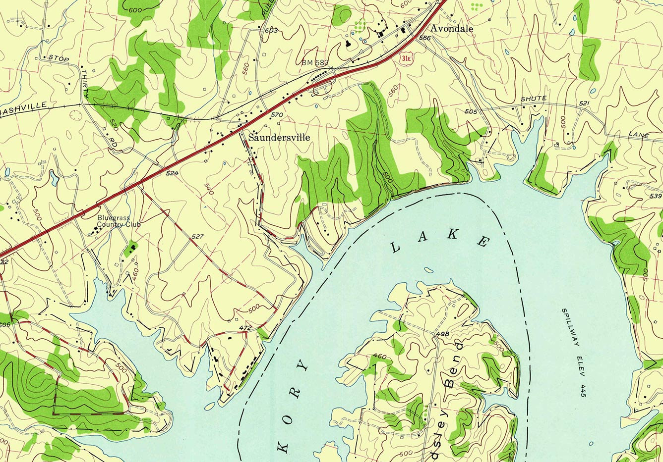 Old Hickory Lake 1957 Old Map Topo Nashville Cumberland River Etsy