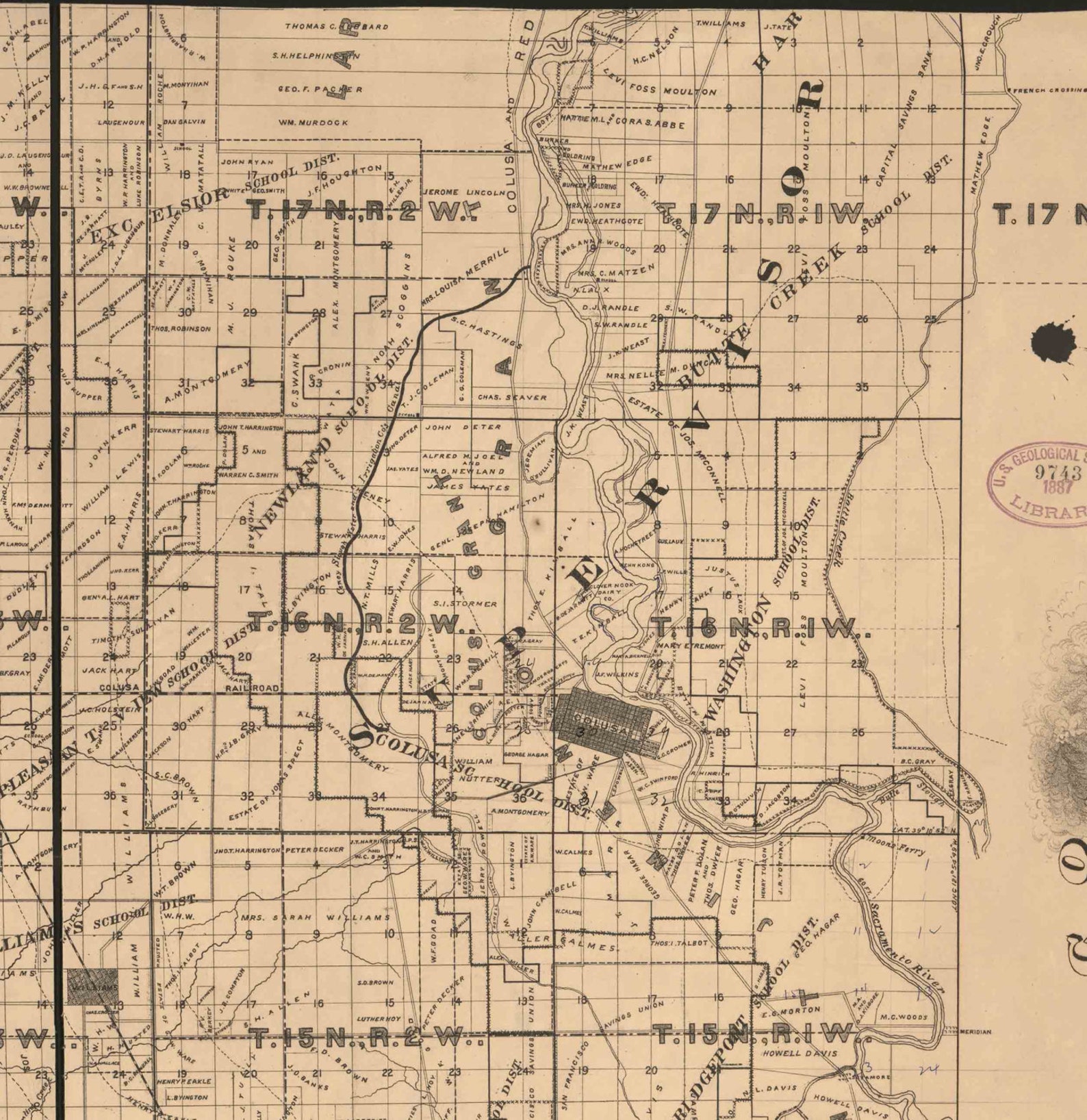 Colusa County California 1885 Old Wall Map Reprint With Etsy