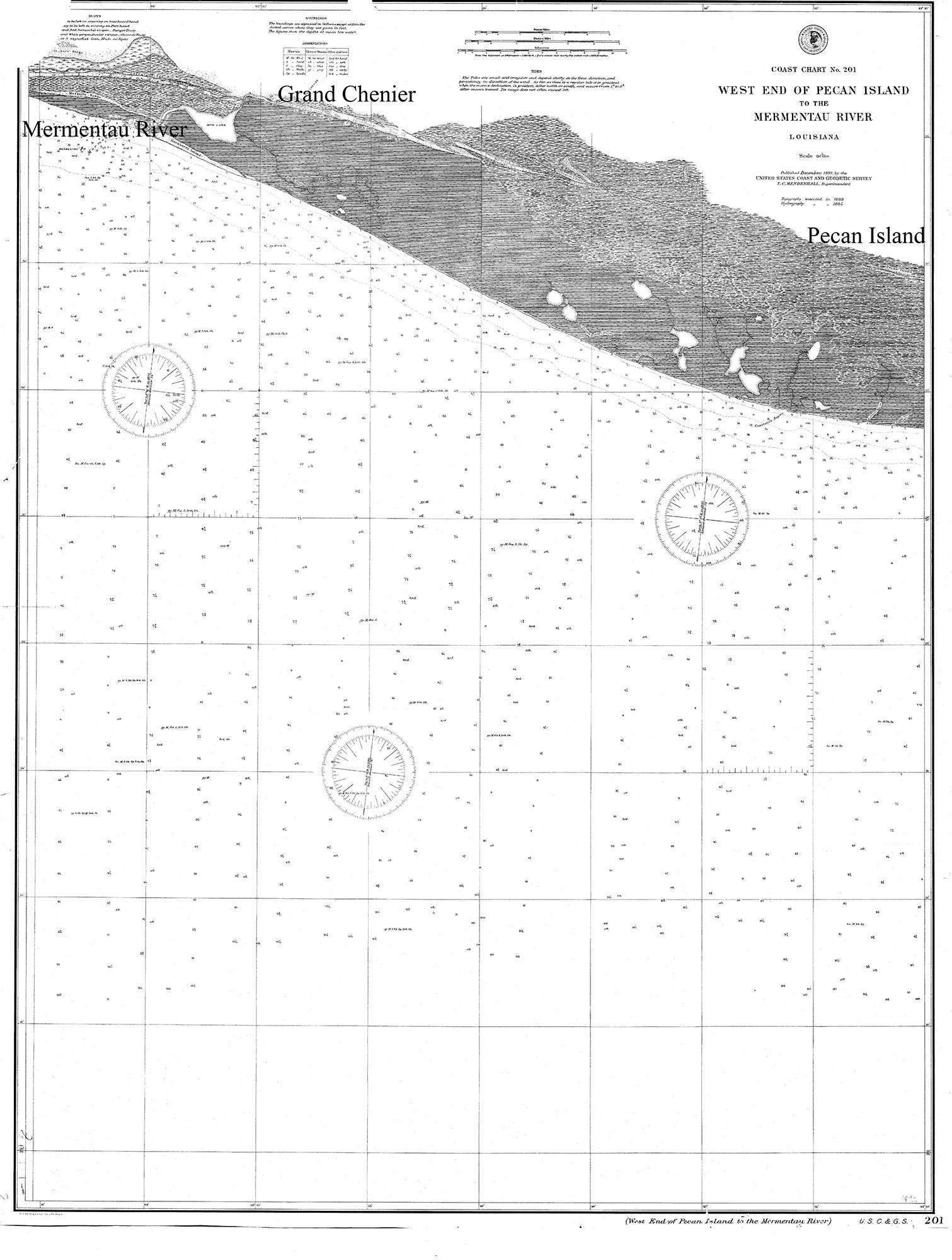 Pecan Island & Mermentau River 1892 Nautical Old Map Reprint Etsy